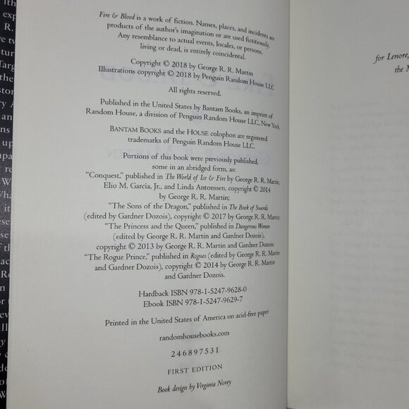 George R R Martin Westeros Hardcover Book Fire & Blood Novel House of the Dragon - Picture 2 of 2